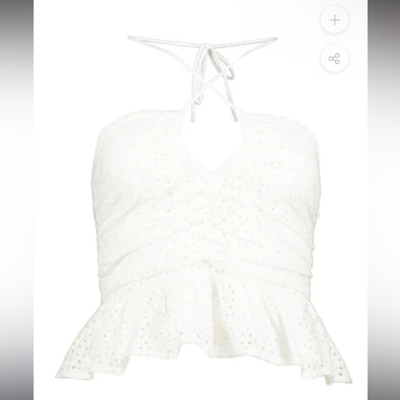 NWT Bishop + Young Aries Eyelet Strapless Halter Top in White - Picture 3 of 12